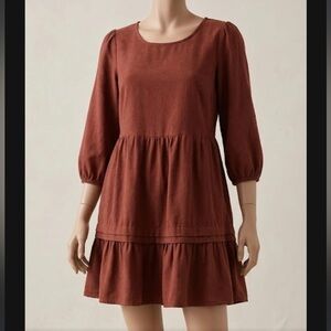 Time and Tru Rust Tiered Mini Dress